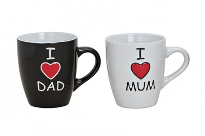 Produktbild von 2 er Set Becher I love Mum +I love Dad Keramik