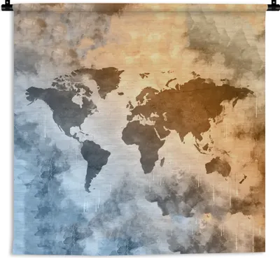 Produktbild von MuchoWow® Wandteppich Wandbehang Weltkarte - Farben - Vintage 150x150 cm Tapisserie Dekoration Wandtuch - Wohnaccessoires - Modernes