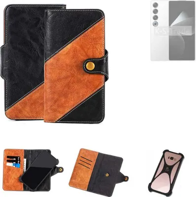 Produktbild von K-S-Trade Handyhülle Schutzhülle Bookstyle Case Wallet-Case kompatibel mit Meizu 21 Pro Handy Cover Bumper Klapphülle schwarz hellbraun 1x
