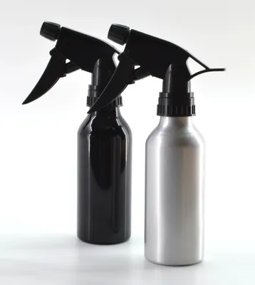 Produktbild von 2er Set 200 ml Alu Sprühflasche Silber & Schwarz Zerstäuber Wassersprühflasche Pumpsprüher Handsprüher