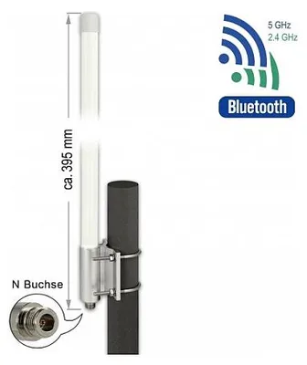 Produktbild von DeLOCK 12632, 8 dBi, 2400 - 5875 GHz, 6,2 / 8 dBi, 50 Ohm, 360°, 17°