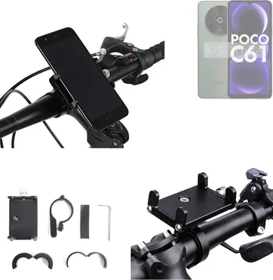 Produktbild von K-S-Trade Handyhalterung für das Fahrrad kompatibel mit POCO C61 Halter Lenkstange Fahrradhalterung Motorrad Bike Mount Befestigung Smartphone Handy