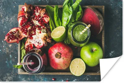 Produktbild von MuchoWow® Poster Obstkiste - Obst - Smoothie 120x80 cm - Bilder