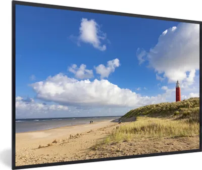 Produktbild von MuchoWow® MuchoWow® Gerahmtes Poster Strand - Natur - Leuchtturm 30x20 cm - Poster mit zchwarzem Bilderrahmen - Kunstdruck - Bild-Poster