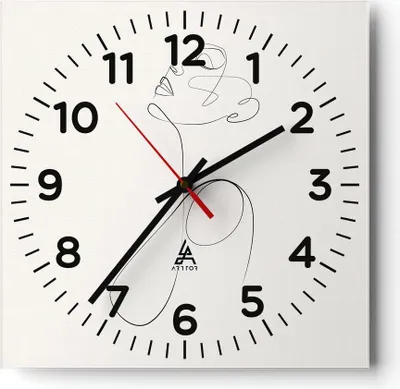 Produktbild von Wanduhr - Quadrat - Glasuhr - Linie Linie Frau - 40x40cm - Schleichendes Uhrwerk - Lautlos - zum Aufhängen bereit - Dekoration Modern - Wanddekoration aus Glas - C4AC40x40-5112