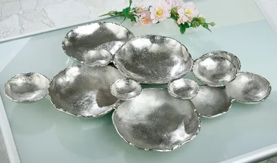 Produktbild von Gilde Schale, "Multiple", Aluminium, silberfarben, VE 1, L. 58 cm, B. 75 cm, H. 8 cm 67602