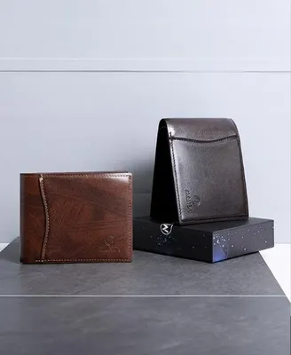 Obrázok produktu pre Pánska kožená peňaženka, hnedá, skladateľná, elegantná, ako darček P54