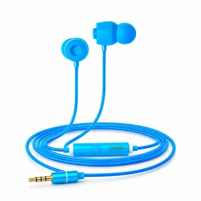 Productafbeelding van Grixx in-earkoptelefoon bedraad 3,5 mm jack met microfoon blauw