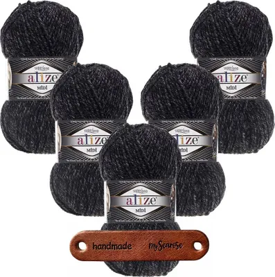Produktbild von 5 x ALIZE Superlana Midi 800 Jaspe Anthracite mit Label
