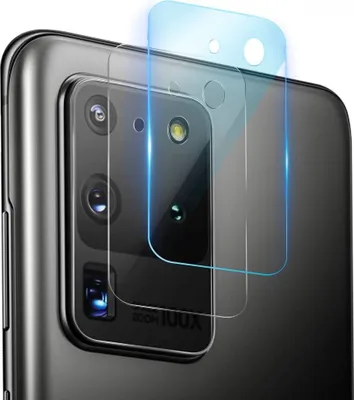 Close-up of a smartphone camera lens protector being applied to a smartphone.