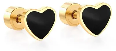 Produktbild von Schwarze Emaille-Herzen als Ohrstecker – Chirurgischer Stahl – Hypoallergen – Minimalistisch – Schmuck für Damen – Perfekt als Geschenk – Ohrringe