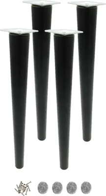 Produktbild von Holzfuß für Möbel 35 cm – Schwarze Buche mit Montageset, 4er Set, DIY Möbelbeine für individuelle Projekte