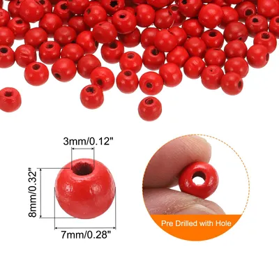 Produktbild von 500 Stk. Gro?e Loch Holzperlen Haar Flechten Perlen, Unvollendete Natš¹rliche Fass Holz Abstandshalter Perlen fš¹r Handwerk Haar Makramee Schmuckherstellung, Rot (8 x 7mm, 3mm Loch)
