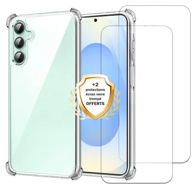 Image de Coque antichoc compatible Galaxy S24 Fe Transparente + 2 protections écran - EVETANE