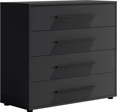 Obrázok produktu pre Komoda Modena K4SZ 100 cm - moderná komoda so 4 veľkými zásuvkami, funkčná úložná skriňa do obývačky, spálne, izby pre mladých a kancelárie (čierna)