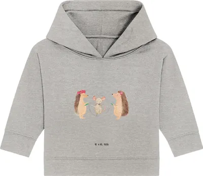 Produktbild von Mr. & Mrs. Panda Organic Baby Hoodie Igel Seilhüpfen 12. - 18. Monat - Heather Grey - Geschenk, Kinder, Kapuzensweatshirt, Kapuzenshirt, Maus, Seilspringen, Kindergarten