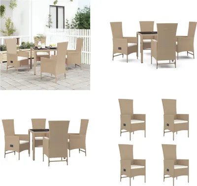 Image de vidaXL 5 pcs. Salon de jardin avec coussins Beige Poly Rotin - Salon de jardin - Salon de jardin - Salon Terrasse