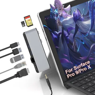 Produktbild von Dokumentationsstation für Surface Pro 9 mit HDMI, USB, Ethernet, SD-Kartenleiste