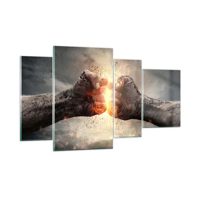Produktbild von Bilder auf glas - Symbol faust kampf - 120x70cm - Glasbilder - Wandbilder - Kunstdruck - zum Aufhängen bereit - Wanddekoration aus Glas - Glas Bilder - Wandbild auf Glas - 4 Teile - GDL120x70-2968