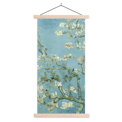 Produktbild von MuchoWow® Textilposter Mandelblüte - Van Gogh - Kunst 40x80 cm mit holzfarbenen Rahmen - Wohnzimmer