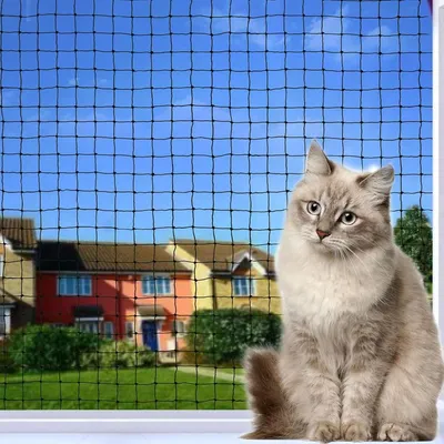 Productafbeelding van Net voor katten, geschikt voor balkon, afmetingen 4x3 meter, versterkt met draad