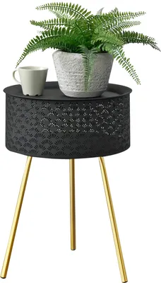 Produktbild von Beistelltisch 'Forshaga' 50x35cm Tabletttisch Metall Wohnzimmertisch mit abnehmbarer Tischplatte Schwarz-Gold