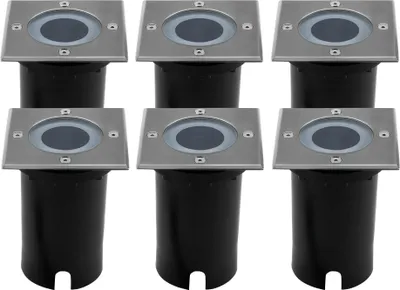 Produktbild von Ledvion 6er Set LED Bodenstrahler Außen IP67 3W 230V GU10 quadratisch