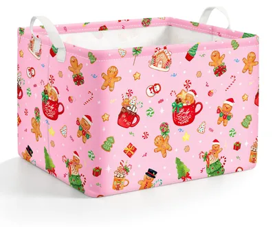 Aufbewahrungsbox rosa 36 l Lebkuchenmann Motiv
