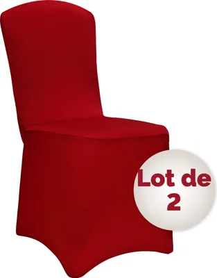 Image de 2x Housses de chaise élastiques bordeaux Noël mariages évènements fêtes forme universelle couverture chaise couvre-chaises