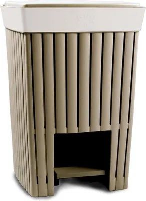 Image de Poubelle en plastique de 20 l avec pédale, couleur cappuccino, 30 x 26 x 45 cm, en plastique recyclé