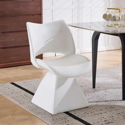 Immagine prodotto di MODFU: Sedia girevole moderna, sedie da pranzo bianche, sedia da cucina, sedia da ufficio con funzione girevole a 360°, ideale per la sala da pranzo