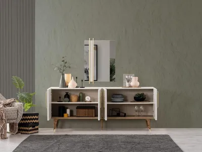 Produktbild von Essgruppe Esszimmermöbel Set 9tlg Esszimmer Esstisch Stühle Holz Weiß
