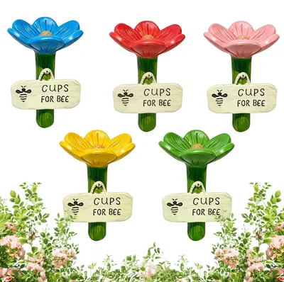 5er-Set Bienentränke aus Keramik, Blumenform, für Garten & Balkon
