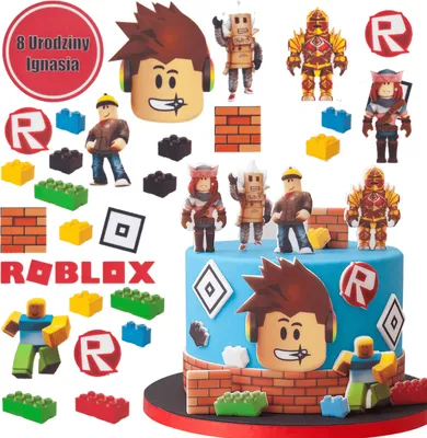 Produktbild von SweetFanaberia | Tortendekorationsset, bedruckt ROBLOX - Kreative Tortendekoration für Kindergeburtstage
