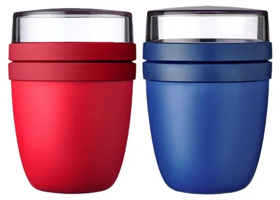 Produktbild von Mepal | Lunchpot Ellipse Mixed | Campus Red + Vivid Blue | Müslibecher to go | Unterteilung für Joghurt & Müsli | 500 ml + 200 ml | Geeignet für Gefrierschrank, Mikrowelle & Spülmaschine