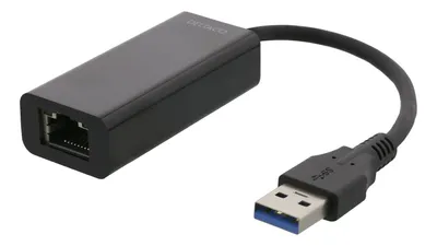 Produktbild von Deltaco USB3-GIGA5, Kabelgebunden, USB, Ethernet, 1000 Mbit/s, Schwarz