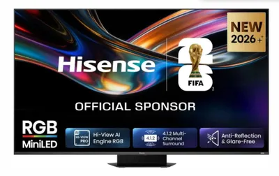 Produktbild von Hisense 75 '' UR9S | RGB MiniLED Smart TV 4K 180 Hz, 190,5 cm (75"), 3840 x 2160 Pixel, RGB-Mini LED, Smart-TV, WLAN, Grau