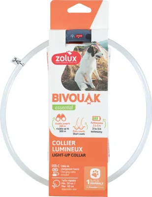 Zdjęcie produktu dla ZOLUX Obroża silikonowa LED BIVOUAK przezroczysta czarna