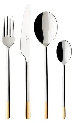 Imagen del producto de Juego de cubiertos parcialmente dorados, 24 piezas. Dimensiones: 420 x 270 x 50 mm. Marca: Villeroy & Boch. Número de artículo: 1263519030. Código EAN: 4003683314194