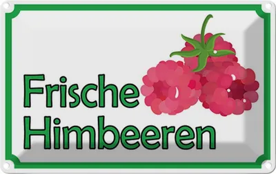 Produktbild von vianmo Blechschild 12x18 cm frische Himbeeren Hofladen Marktstand Laden Obst Gemüse
