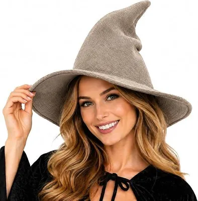 Gebreide Heksenhoed, Kaki, für Erwachsene, Halloween