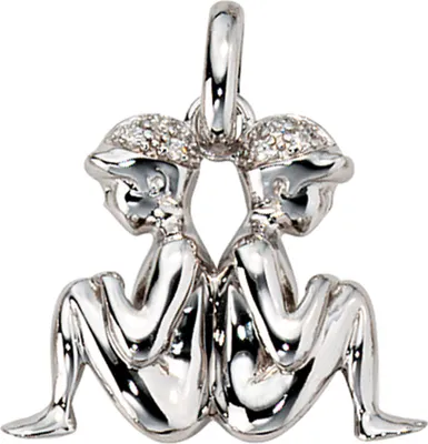 Produktbild von JOBO Anhänger Sternzeichen Zwilling 925 Sterling Silber rhodiniert mit Zirkonia