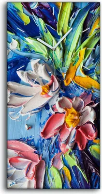 Produktbild von Wanduhr Uhr Wandbild Leinwand Geräuschlos 30x60 Ölgemälde Blumen Kunst - weiße Hände