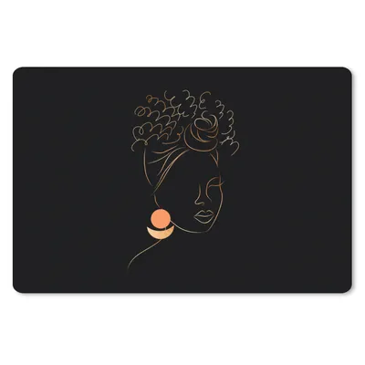 Produktbild von MuchoWow® Schreibtischunterlage Frau - Gold - Schwarz - Strichzeichnung 60x40 cm - XXL Mauspad - Großes Mauspad