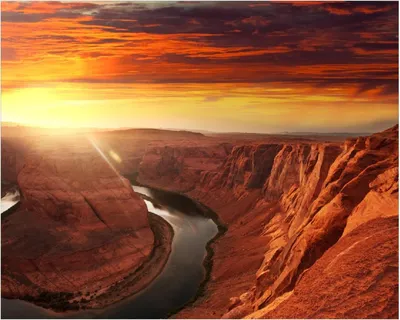 Produktbild von Wallario Poster - Grand Canyon bei Sonnenuntergang, Kunstdruck Größe: 40 x 50 cm
