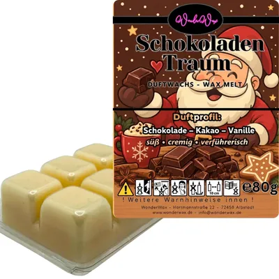 Produktbild von WonderWax Duftwachs Weihnachten Wax Melts für Duftlampe, 6 Würfel Duftmelt Wachsmelt Sojawachs Duftwachs Würfel für Raumdüfte, Wachs Duftöl Winter Indoor Schmelzen für Aromalampe Schokoladentraum