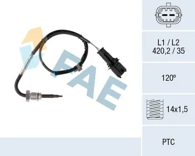 Produktbild von FAE 68082 Abgastemperatursensor für OPEL INSIGNIA Caravan M14x1,5 420mm