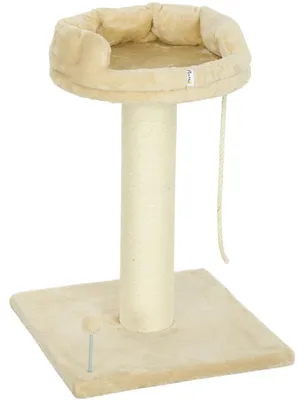 Produktbild von Kratzbaum Katzenbaum Katzenbett, 1 Katzenbett, inkl. Katzenspielzeug, 55 cm x 55 cm x 83 cm, Beige