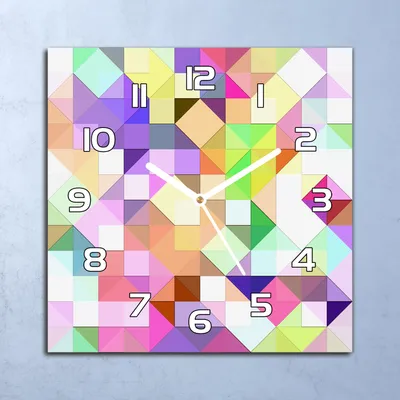 Produktbild von Deko Glasuhr Wanduhr 30x30 Pastell Bunte Mosaik Quarz Küchenuhr Bürouhr