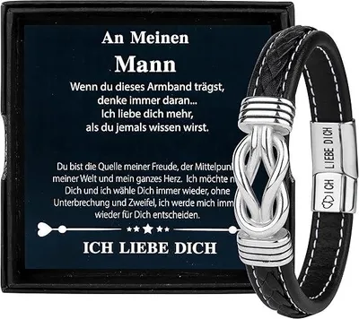 Produktbild von Ich Liebe Dich Geschenke für Männer/Papa/Opa Geschenk lederarmband Herren Geschenk papa/Ehemann Weihnachten/Valentinstag/Vatertagsgeschenke